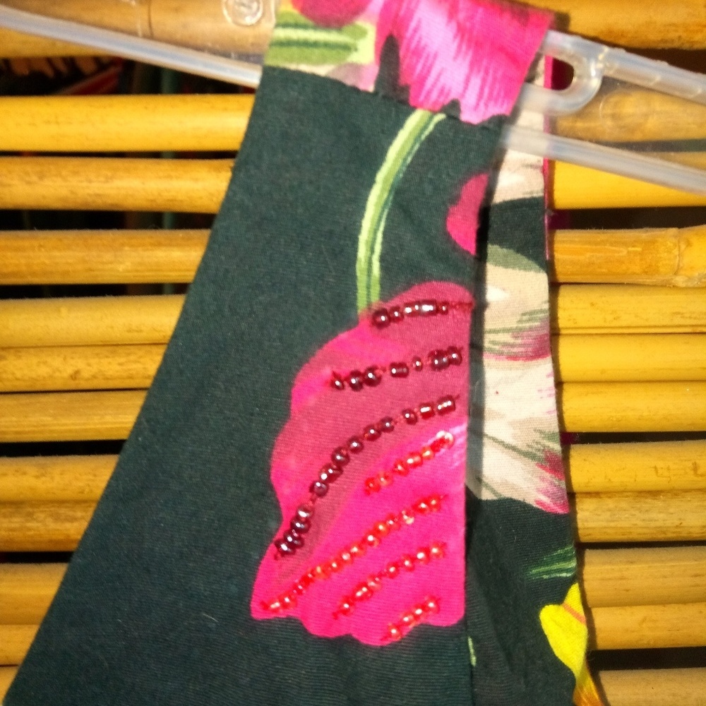 Dolce M Black Tropical Floral Beaded Stretch Dress - Picture 4 of 8